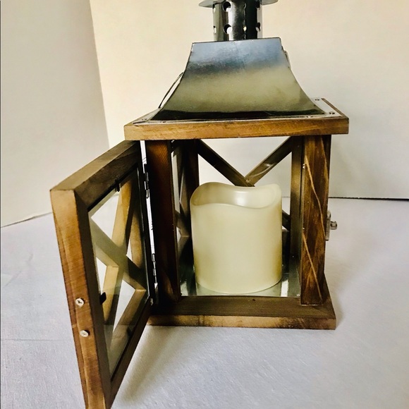 Wooden Lantern with Faux candle and timer. - Picture 3 of 7